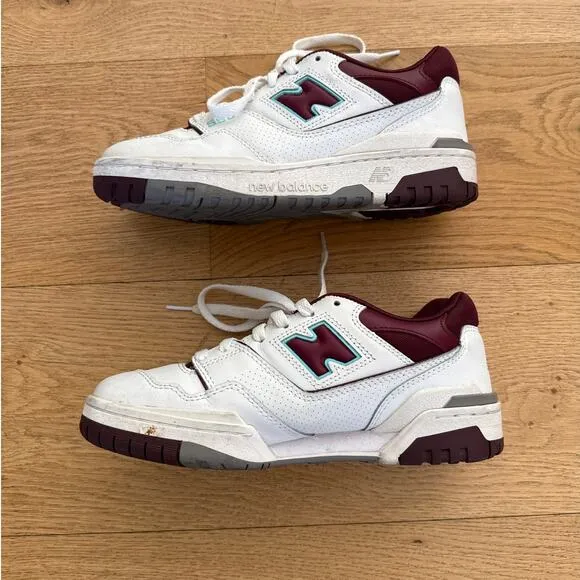 New Balance - Men's 550 Sneakers in White &amp; Burgundy