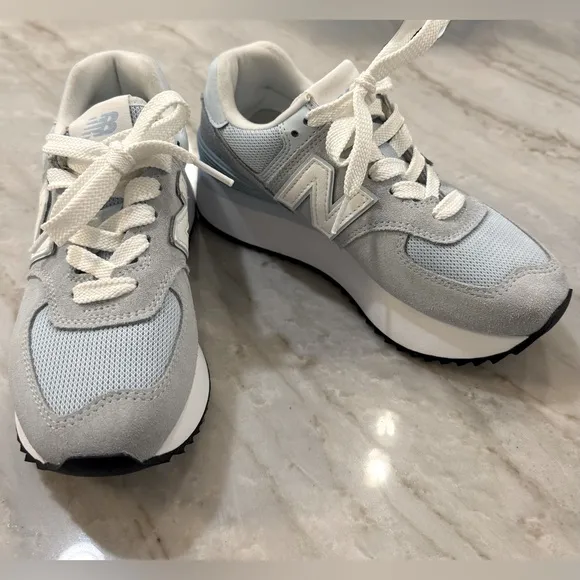 New Balance✨RARE🌟 574  Platform Sneakers Light Chrome Blue/ QuarryBlue W…
