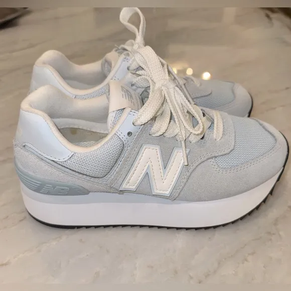 New Balance✨RARE🌟 574  Platform Sneakers Light Chrome Blue/ QuarryBlue W…