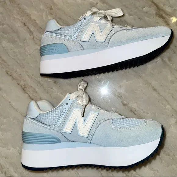 New Balance✨RARE🌟 574  Platform Sneakers Light Chrome Blue/ QuarryBlue W…