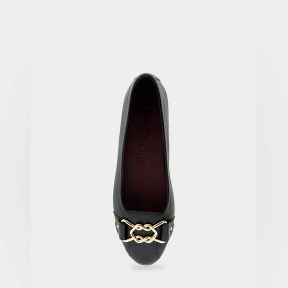 New Bia Comfortable Women’s Ornamented Black Leather Flats Size 10M”