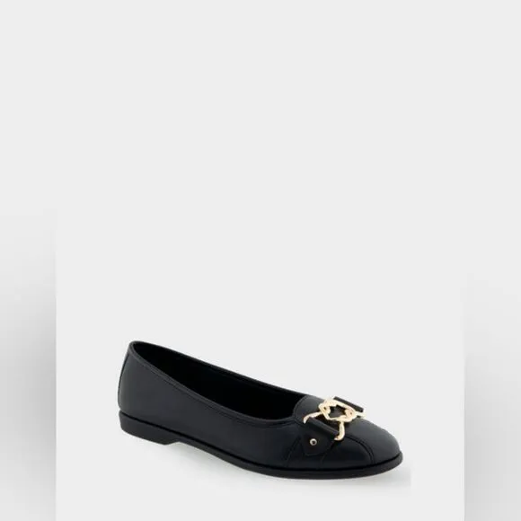 New Bia Comfortable Women’s Ornamented Black Leather Flats Size 10M”