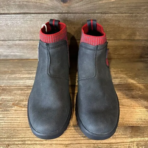 New Big Kids Childrens Hey Dude Scott Black Leather Ankle Chelsea Boots Size 2 Y