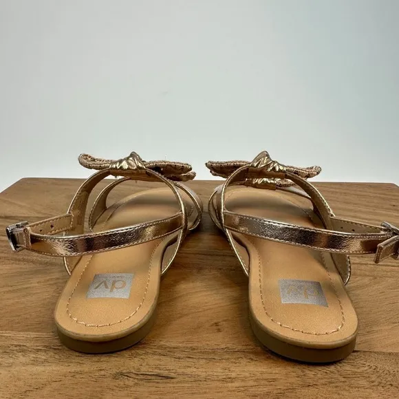 New Big Kids Dolce Vita Caicey Rose Gold Bow Ankle Strap Sandals Size 2 Y