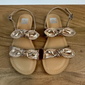 New Big Kids Dolce Vita Caicey Rose Gold Bow Ankle Strap Sandals Size 2 Y