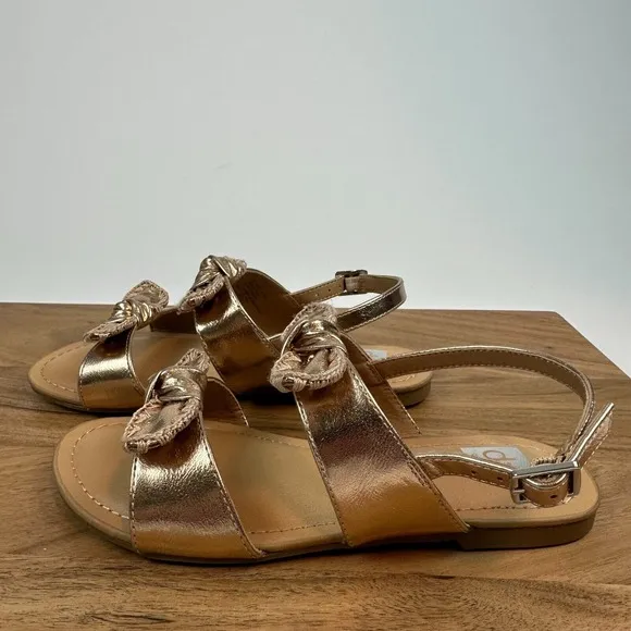 New Big Kids Dolce Vita Caicey Rose Gold Bow Ankle Strap Sandals Size 2 Y