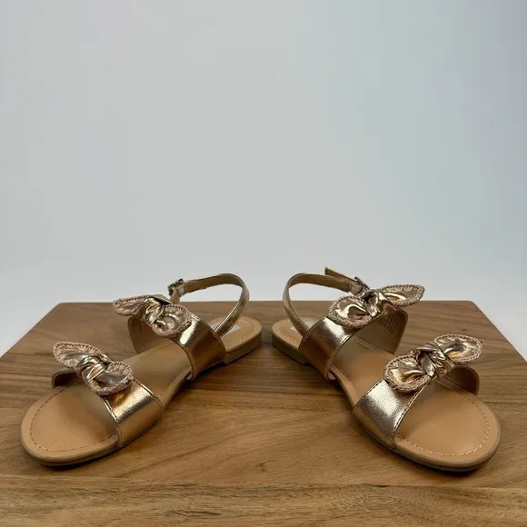 New Big Kids Dolce Vita Caicey Rose Gold Bow Ankle Strap Sandals Size 2 Y