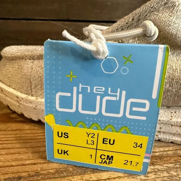 New Big Kids Hey Dude Wendy Woven Zebra Neutral Comfort Shoes‎ Loafers Size 2 Y