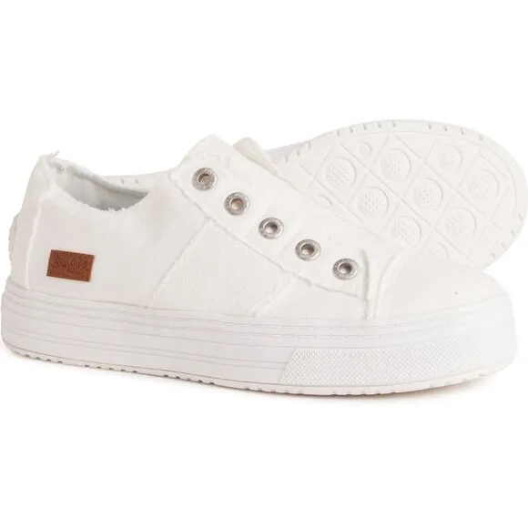 NEW  Blowfish Super Match Laceless Platfor White Color Washed Canvas   252