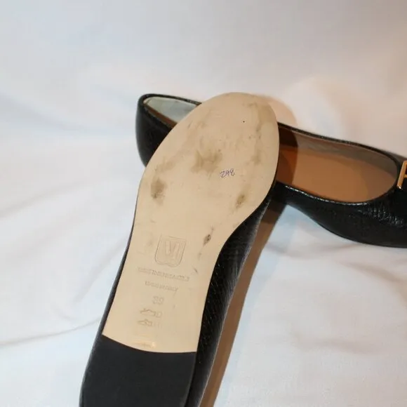 NEW BRUNO MAGLI BLACK LEATHER BALLET FLATS‎