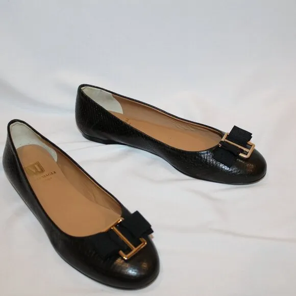 NEW BRUNO MAGLI BLACK LEATHER BALLET FLATS‎