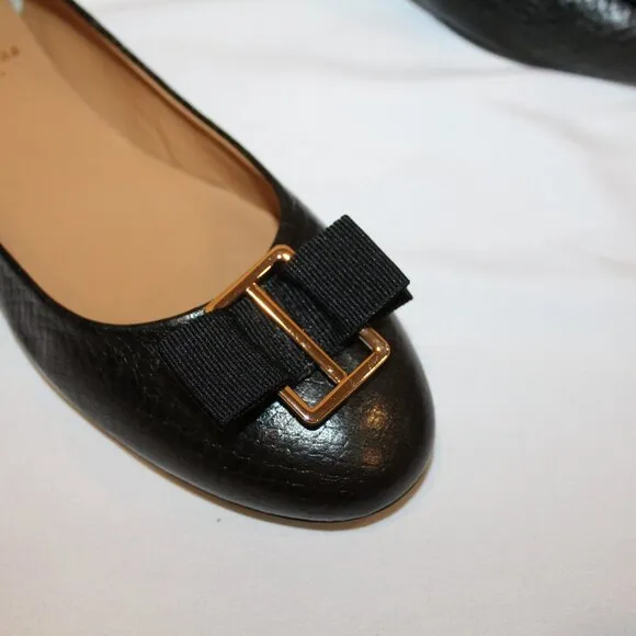 NEW BRUNO MAGLI BLACK LEATHER BALLET FLATS‎