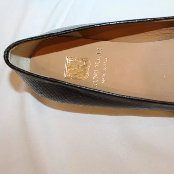 NEW BRUNO MAGLI BLACK LEATHER BALLET FLATS‎