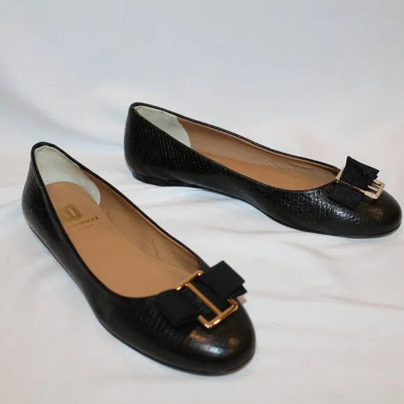 NEW BRUNO MAGLI BLACK LEATHER BALLET FLATS‎