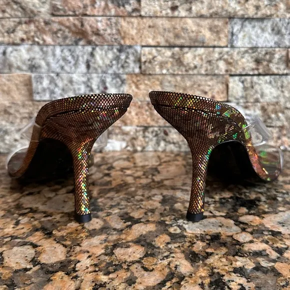 New By Far Clara PVC Iridescent Heeled 95mm Sandals