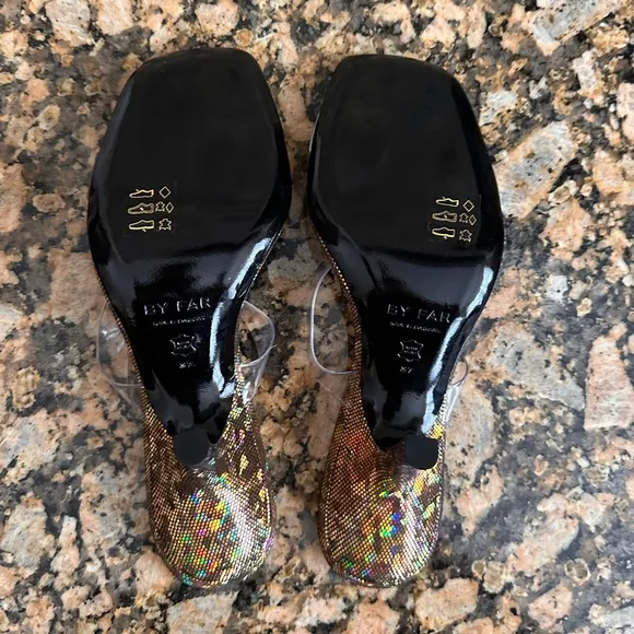 New By Far Clara PVC Iridescent Heeled 95mm Sandals