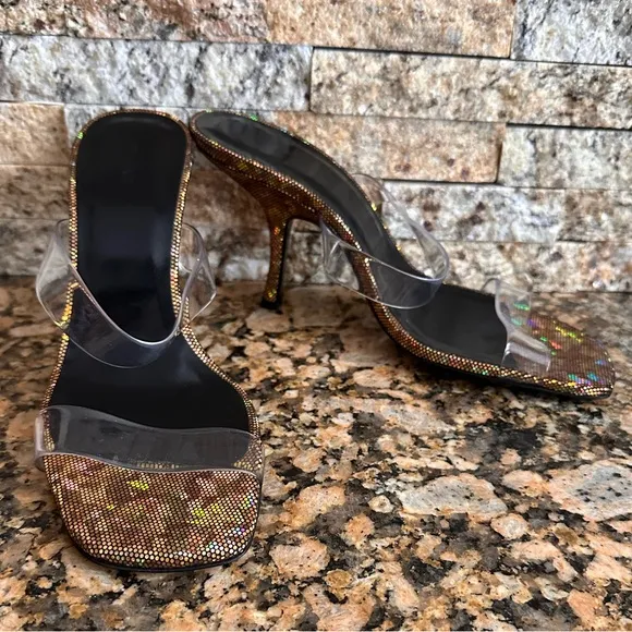 New By Far Clara PVC Iridescent Heeled 95mm Sandals