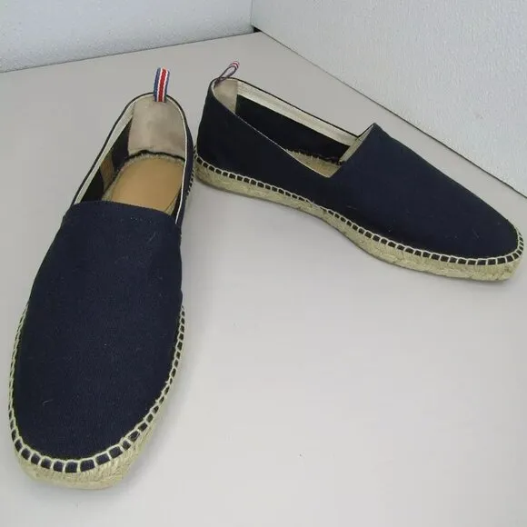 NEW CASTANER  Pablo Canvas Espadrilles Flats Slip On Shoes Navy Blue Size 9.5