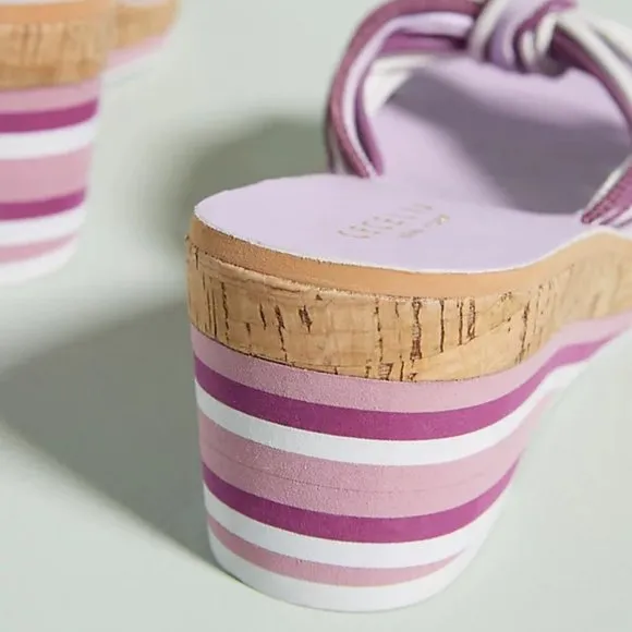 NEW Cecelia New York Size 7 Women's Rainbow Wedge Sandals - Purple