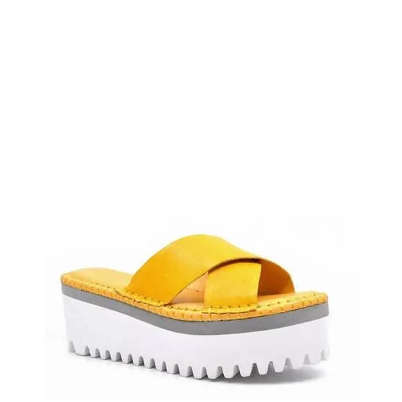 NEW CHOCOLAT BLU madison sandals in yellow leather