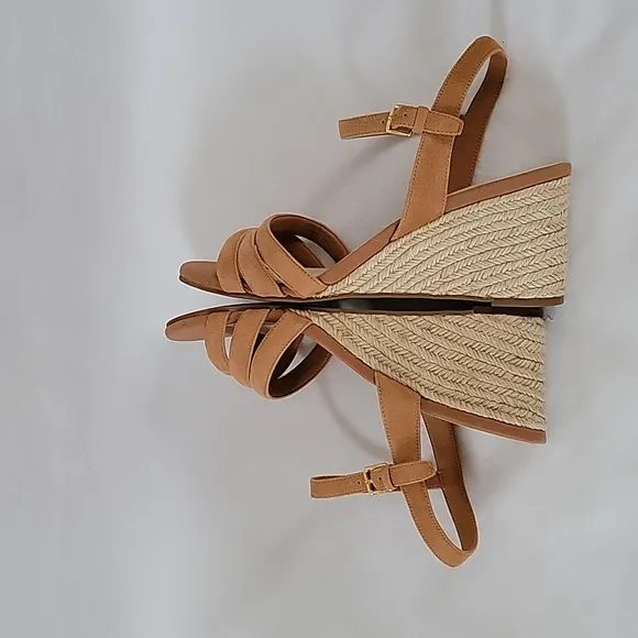 NEW Cole Haan Jasmone Espadrille Tan Ankle Strap Wedge Sandals Size 9.5