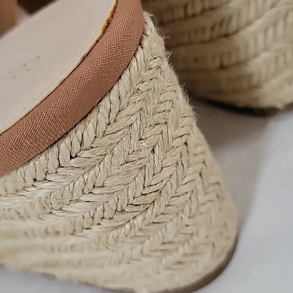 NEW Cole Haan Jasmone Espadrille Tan Ankle Strap Wedge Sandals Size 9.5