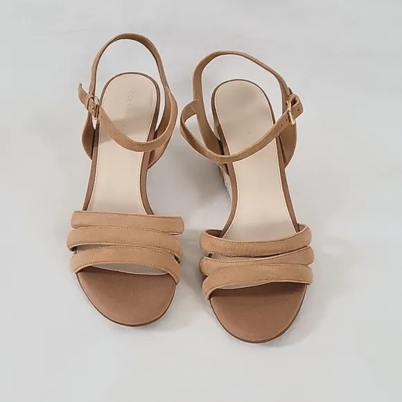 NEW Cole Haan Jasmone Espadrille Tan Ankle Strap Wedge Sandals Size 9.5