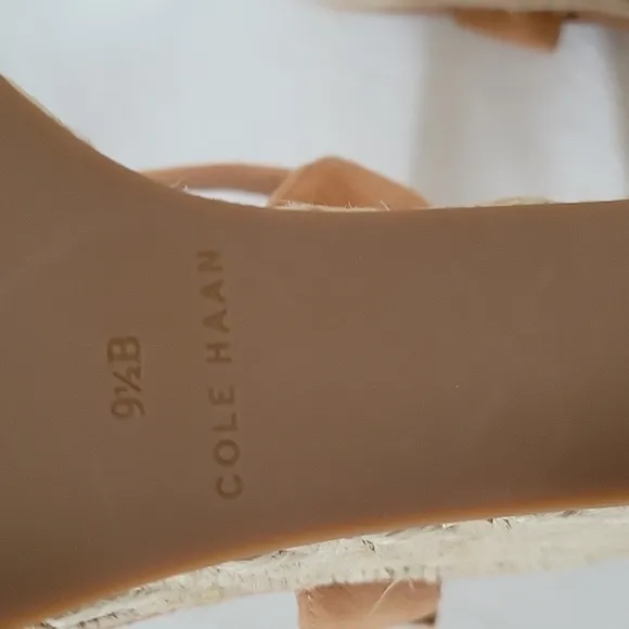 NEW Cole Haan Jasmone Espadrille Tan Ankle Strap Wedge Sandals Size 9.5