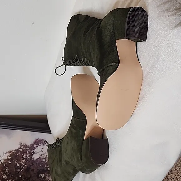 NEW Colin Stuart Victoria Secret Green Lace Up Moto Combat Boots Bohemian
