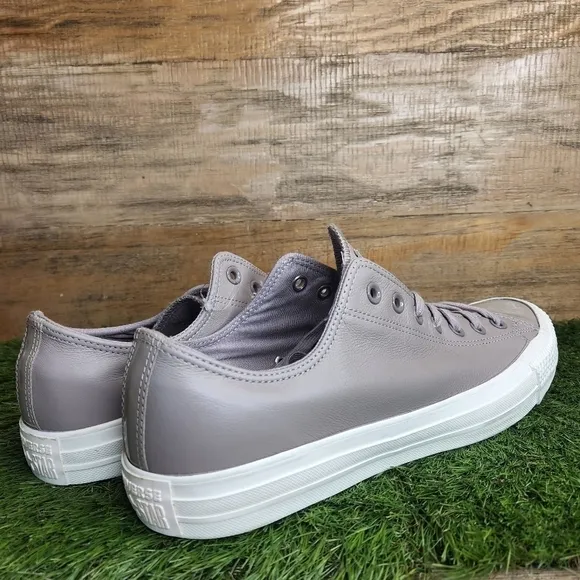 New Converse Chuck Taylor All Stars Leather Ox Gray Sneakers 162497C