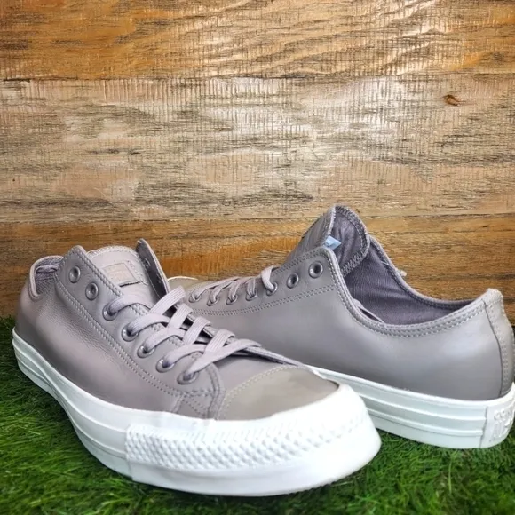 New Converse Chuck Taylor All Stars Leather Ox Gray Sneakers 162497C
