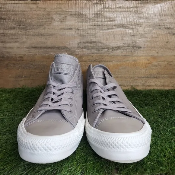 New Converse Chuck Taylor All Stars Leather Ox Gray Sneakers 162497C
