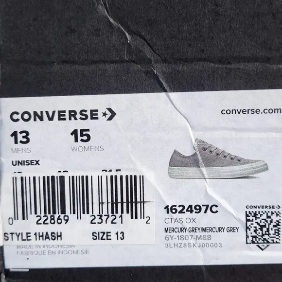 New Converse Chuck Taylor All Stars Leather Ox Gray Sneakers 162497C