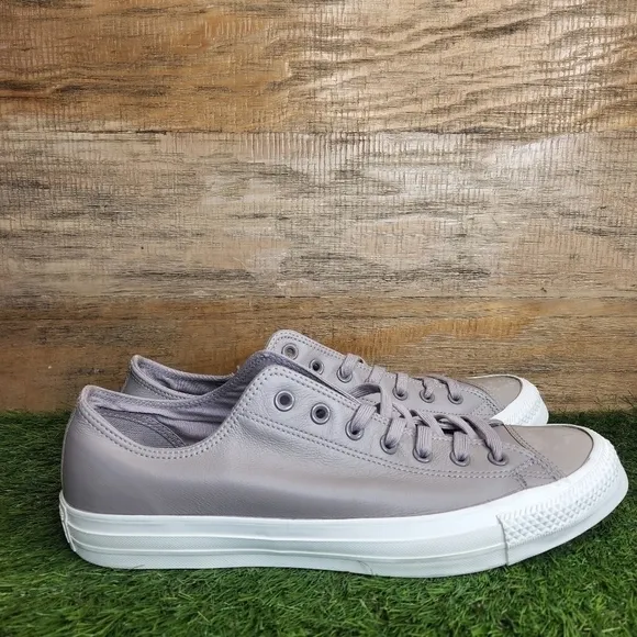 New Converse Chuck Taylor All Stars Leather Ox Gray Sneakers 162497C