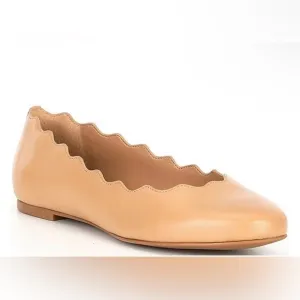 NEW Copper Key Lovely Leather Scalloped Flats in Dark Sierra Tan Size 8.5