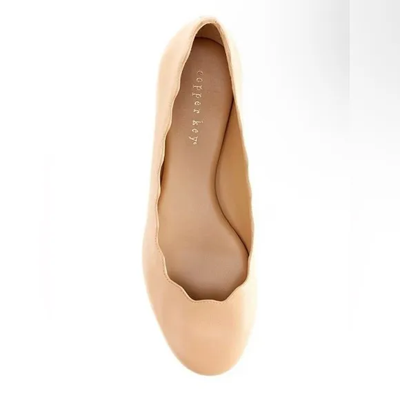NEW Copper Key Lovely Leather Scalloped Flats in Dark Sierra Tan Size 8.5