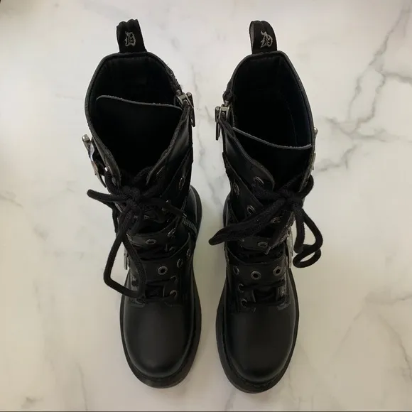 NEW Demonia Bolt 330 Faux Vegan leather edgy goth style buckle boots Siz…