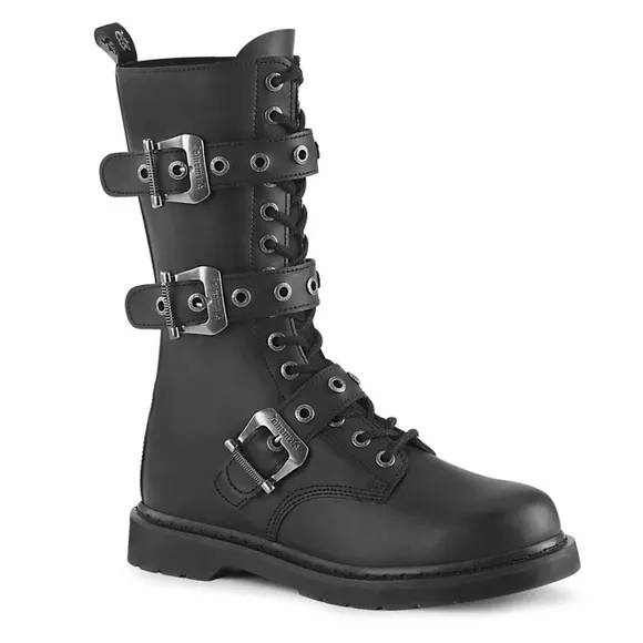 NEW Demonia Bolt 330 Faux Vegan leather edgy goth style buckle boots Siz…