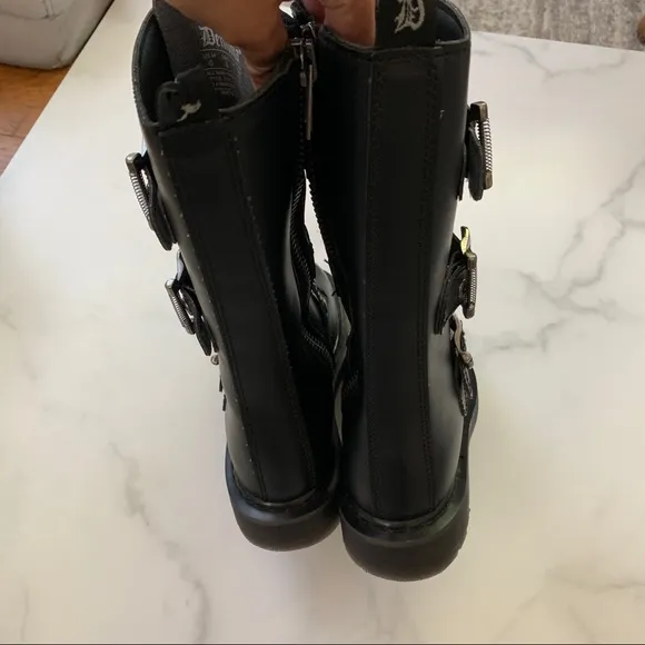 NEW Demonia Bolt 330 Faux Vegan leather edgy goth style buckle boots Siz…