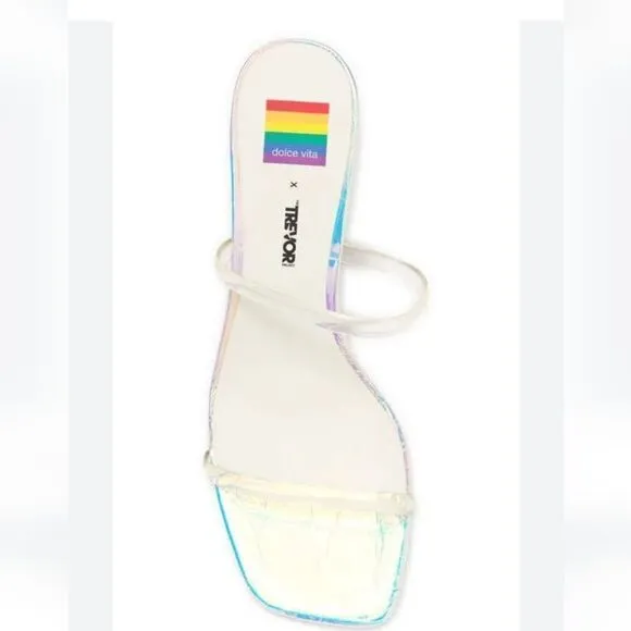 New Dolce Vita Rainbow Noles round High Heels colorful slip on flip flop size 10