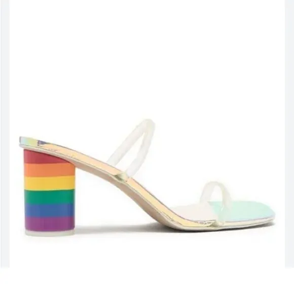 New Dolce Vita Rainbow Noles round High Heels colorful slip on flip flop size 10