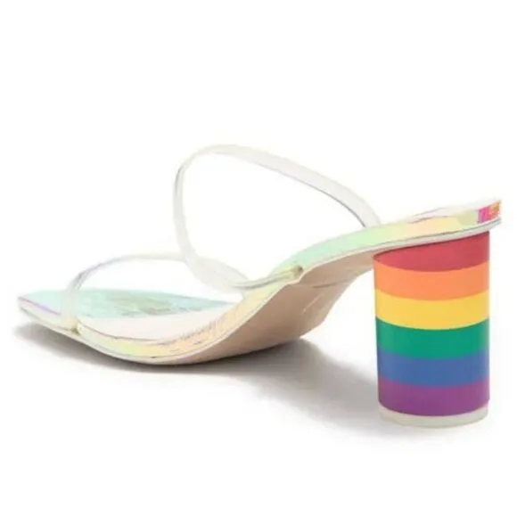 New Dolce Vita Rainbow Noles round High Heels colorful slip on flip flop size 10