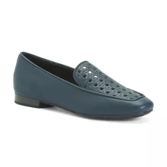 NEW Donald J.Pliner Honey Leather Loafers in Navy, Size 8 No Box Retail $198