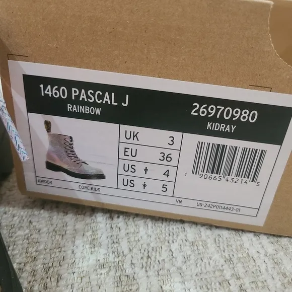 NEW Dr Martens 1460 Pascal Y Combat Boots Rainbow Metallic Leather US 5M &amp; 7