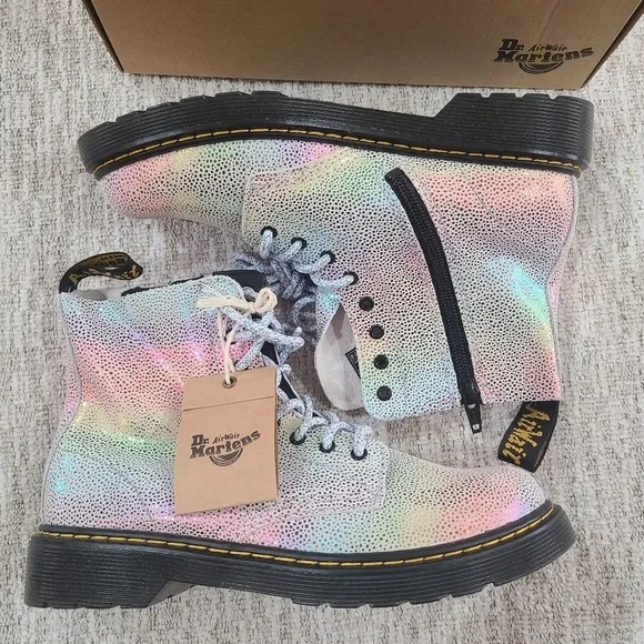 NEW Dr Martens 1460 Pascal Y Combat Boots Rainbow Metallic Leather US 5M &amp; 7