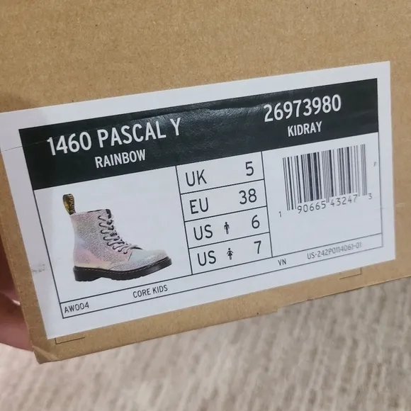 NEW Dr Martens 1460 Pascal Y Combat Boots Rainbow Metallic Leather US 5M &amp; 7