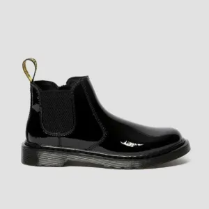 NEW Dr. Martens Junior Girls' Patent Leather Chelsea Boots Black Slip On Docs