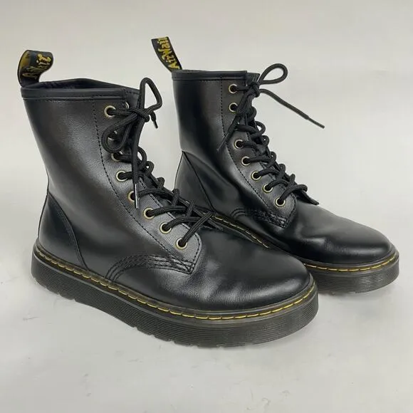 NEW Dr. Martens Zavala 1460 Women's Leather Lace Up Boots Black Combat Boots 7