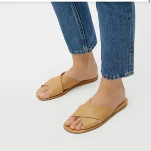 NEW Everlane Light Taupe Tan Leather Day Crossover Sandal in Size 6.5