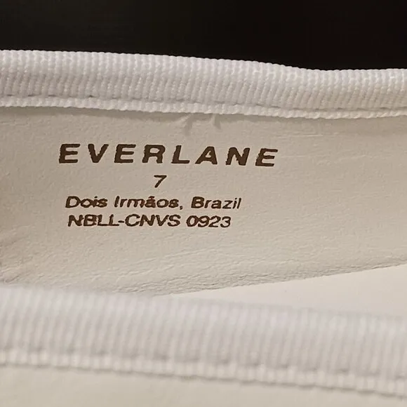 NEW Everlane The Day Ballet Flat in Canvas/Off-White Leather Size 7